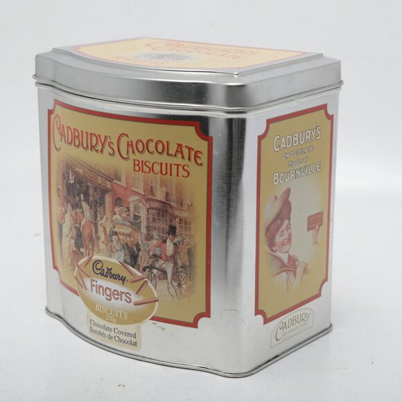 Vintage Cadbury Chocolate Biscuits Tin Silver Retro Display Collectable Decor - Picture 3 of 8